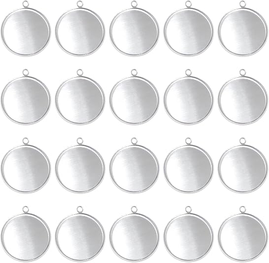 Resin Art Hanging - 20 Pieces Stainless Steel Round Bezel