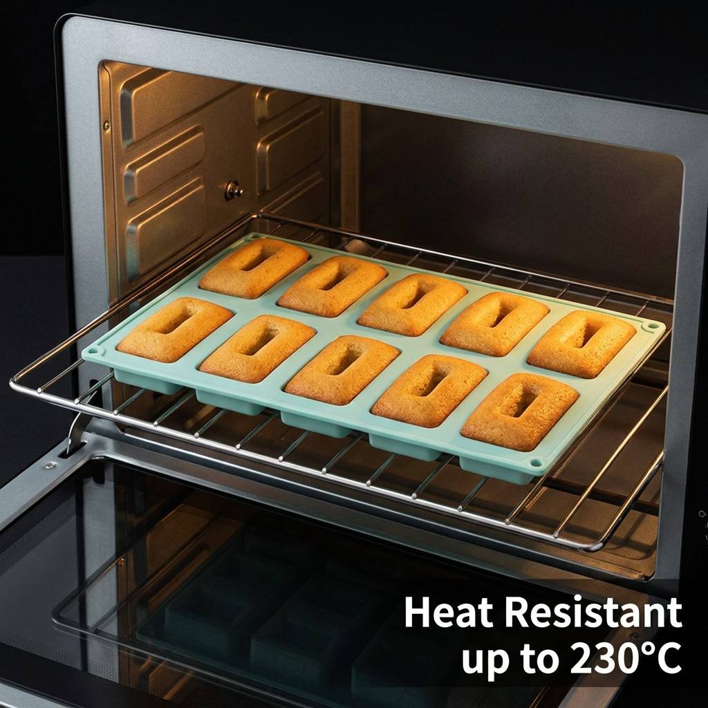 Tray Mold Rectangle - Non-stick 10-Hole Rectangle Silicone Baking Mold