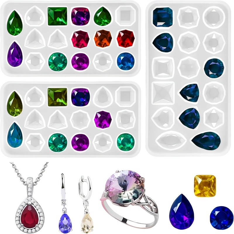 Resin Art Clay - 3Gemstone silicone mold，Used for polymer clay、Resin、Epoxy