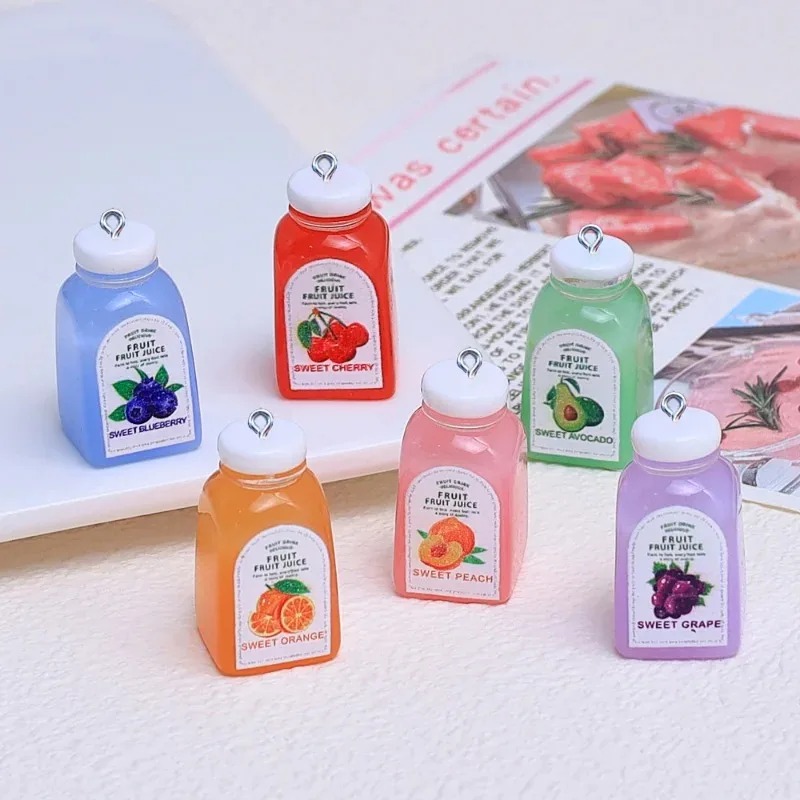 Resin Art Hanging - 10Pcs Kawaii Mini 3D Cherry Orange