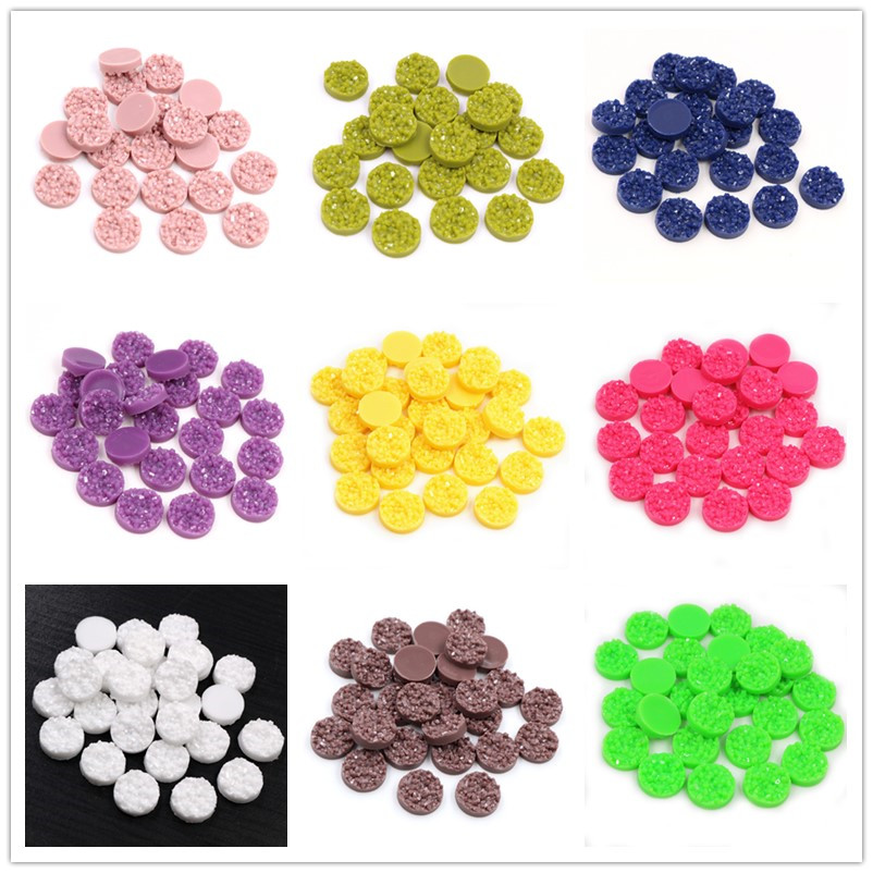 Resin Art Diy Kit - 40pcs Resin Druzy Cabochons Dome 8/10/12mm