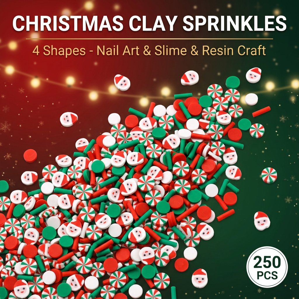 Resin Art Clay - 250pcs Christmas Polymer Clay Sprinkles Santa