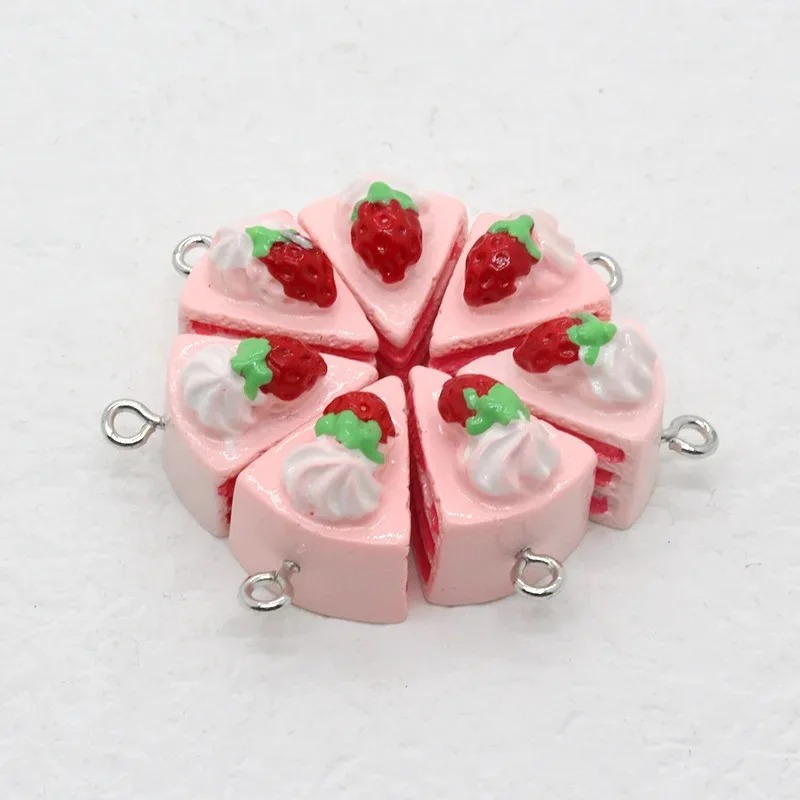 Resin Art Hanging - 10pcs/Pack Simulation 3D Strawberry Layer Cake
