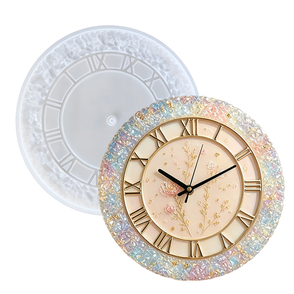 Resin Art Wall Clock - Diamond Faceted Clock Silicone Mold for