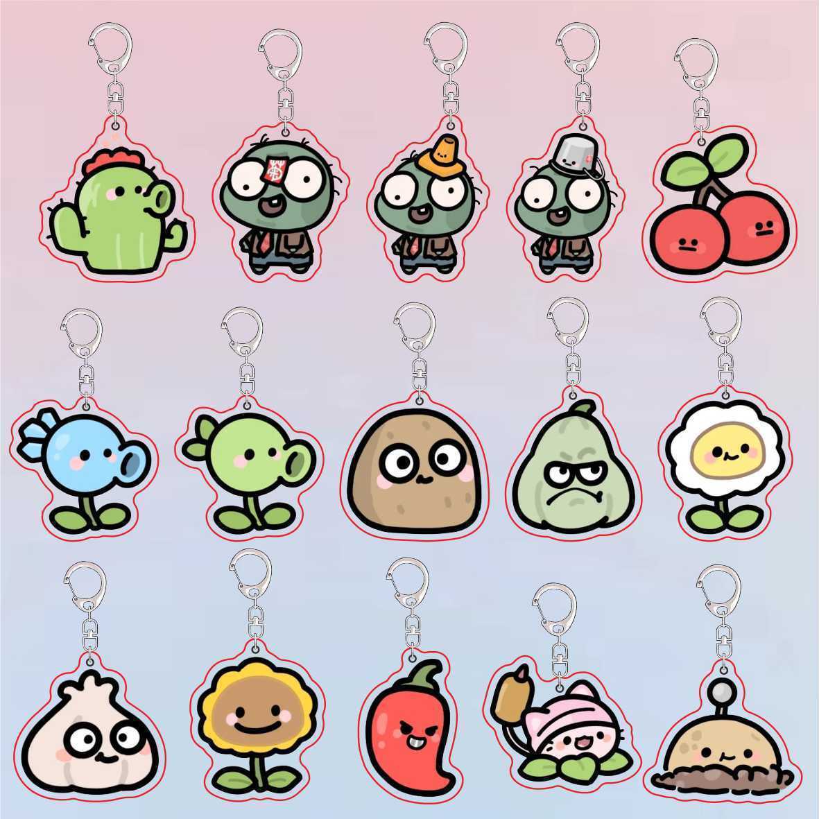 Resin Art Hanging - Plants Vs Zombies Acrylic Cute Keychain