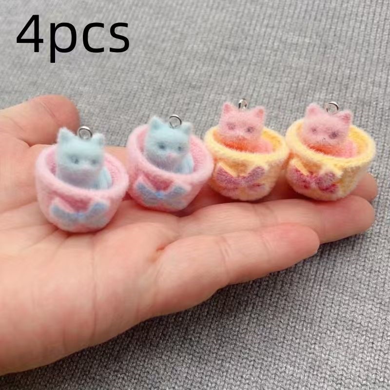 4pcs 3D plush resin cat pendan - đánh giá và giá Resin Art Diy Kit