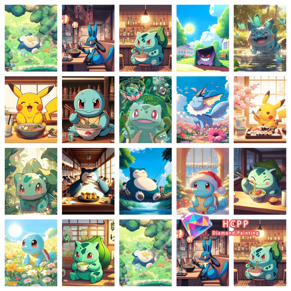 Pikachu Bulbasaur Squirtle Ani - đánh giá và giá Resin Art Canvas