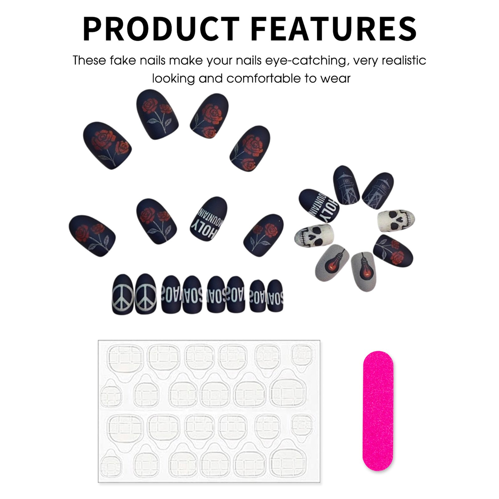 24pcs Press On Nails Resin Mat - đánh giá và giá Resin Art Of Rose