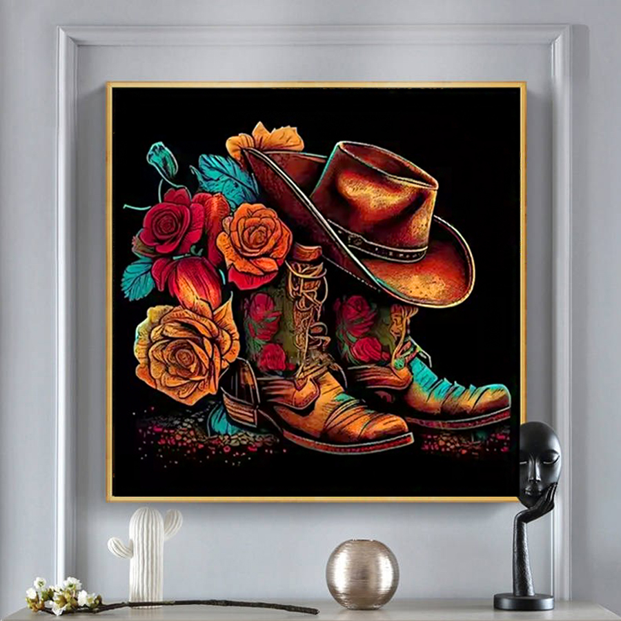 Cowboy Hat Boots Diamond Paint - đánh giá và giá Resin Art Of Rose