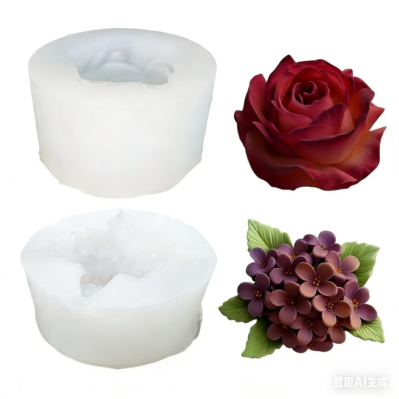 2-Piece 3D Rose and Lilac Sili - đánh giá và giá Resin Art Of Rose