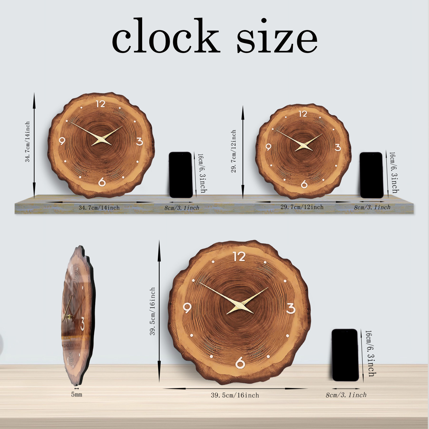 1pc wooden ring veneer wall cl - đánh giá và giá Resin Art Wall Clock