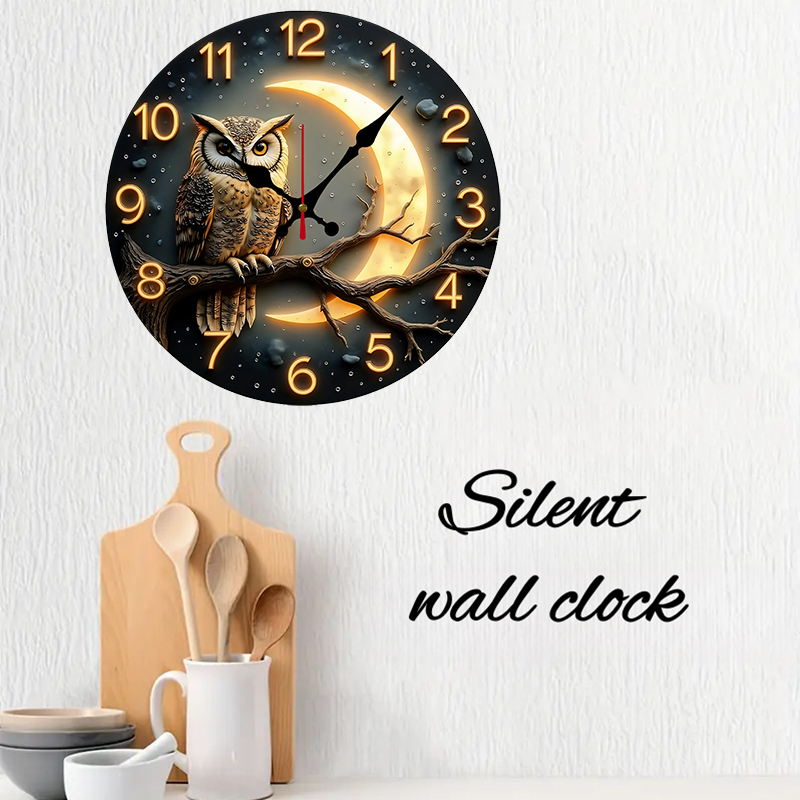 Moonlight Night Wooden Round S - đánh giá và giá Resin Art Wall Clock
