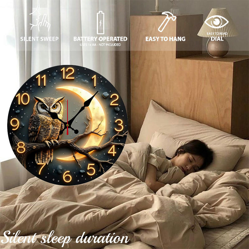 Moonlight Night Wooden Round S - đánh giá và giá Resin Art Wall Clock